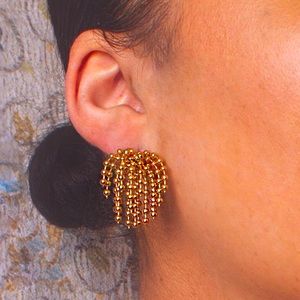 GP gold tassels beaded earrings